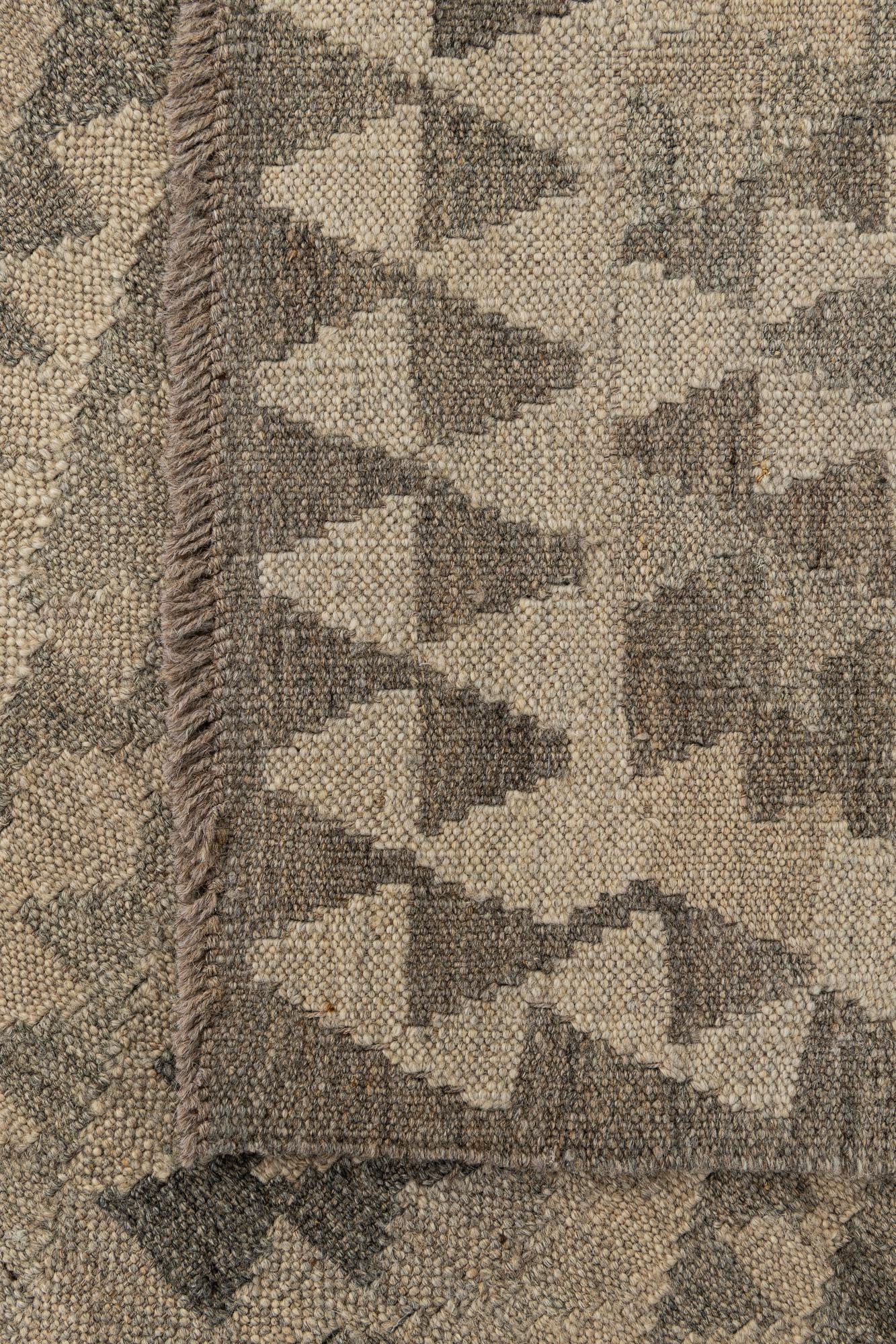 2' 9 x 9' 11 Hand Woven Kilim Maymana Wool Runner Rug