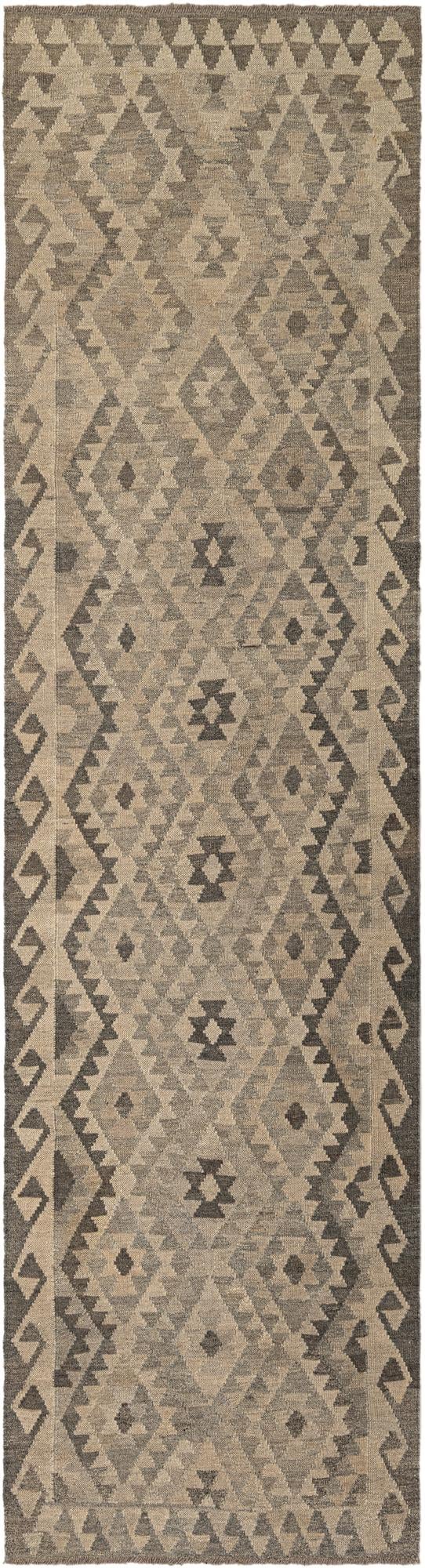 2' 9 x 9' 11 Hand Woven Kilim Maymana Wool Runner Rug