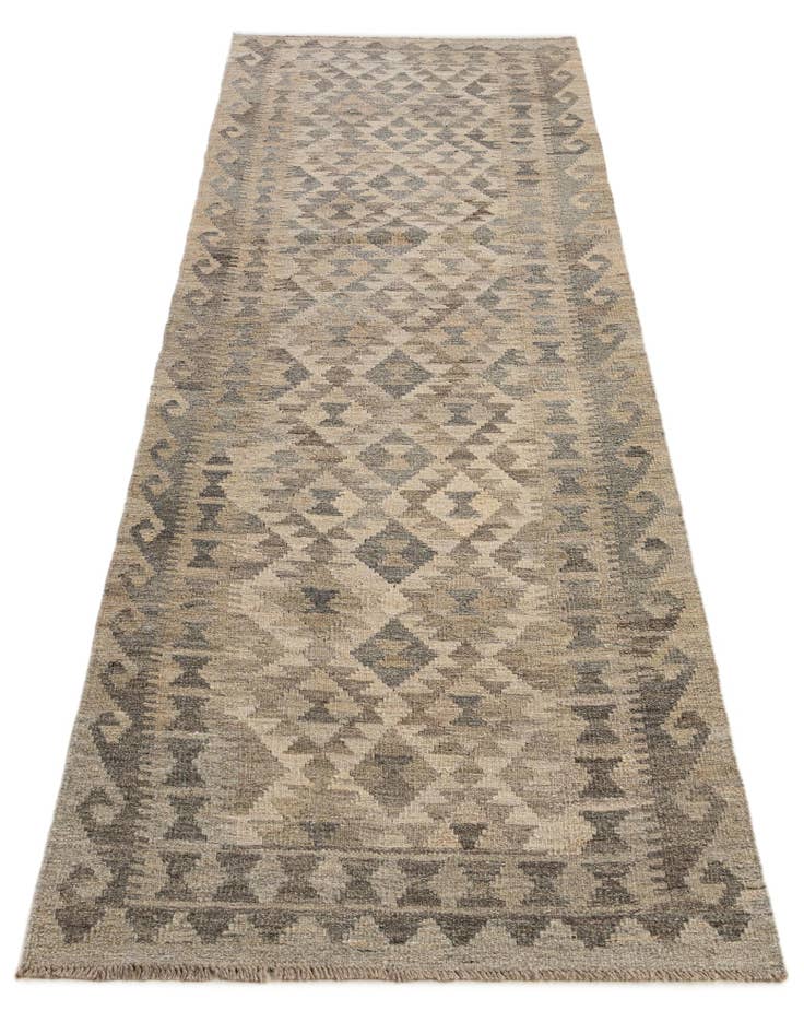Detail image of 2' 8 x 10' Hand Woven Kilim Maymana Wool Runner Rug