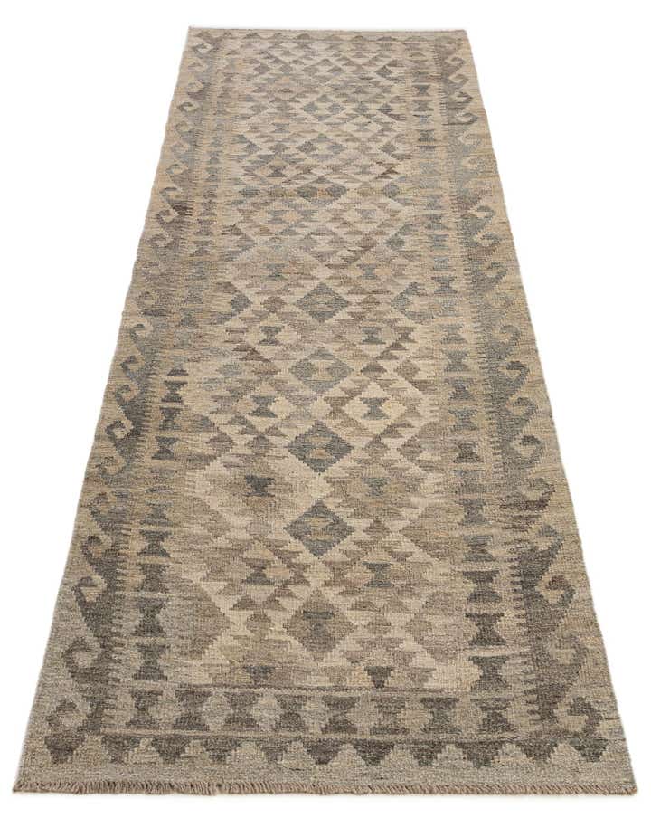 2' 8 x 10' Hand Woven Kilim Maymana Wool Runner Rug