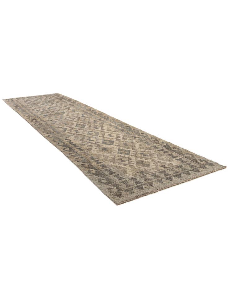 Detail image of 2' 8 x 10'  Hand Woven Kilim Maymana Wool Runner Rug