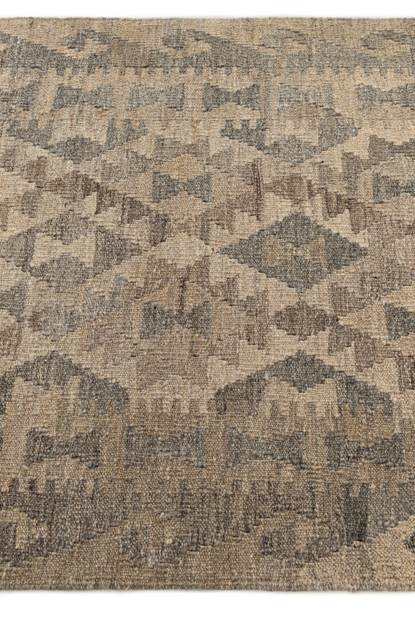 2' 8 x 10' Hand Woven Kilim Maymana Wool Runner Rug