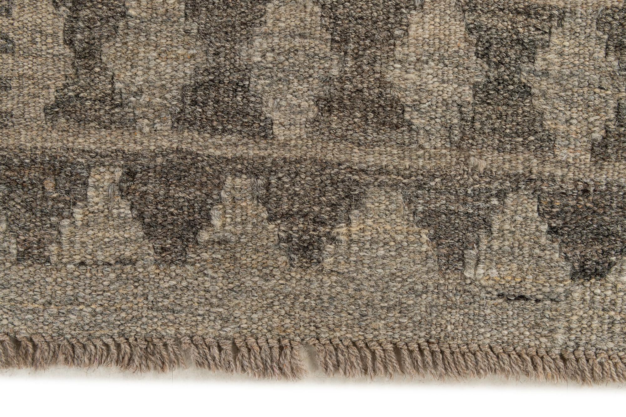 2' 8 x 10' Hand Woven Kilim Maymana Wool Runner Rug