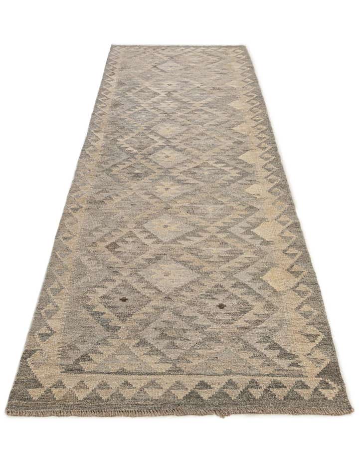 2' 7 x 9' 10 Hand Woven Kilim Maymana Wool Runner Rug