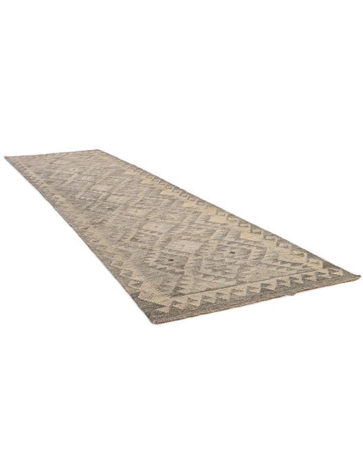 2' 7 x 9' 10 Hand Woven Kilim Maymana Wool Runner Rug