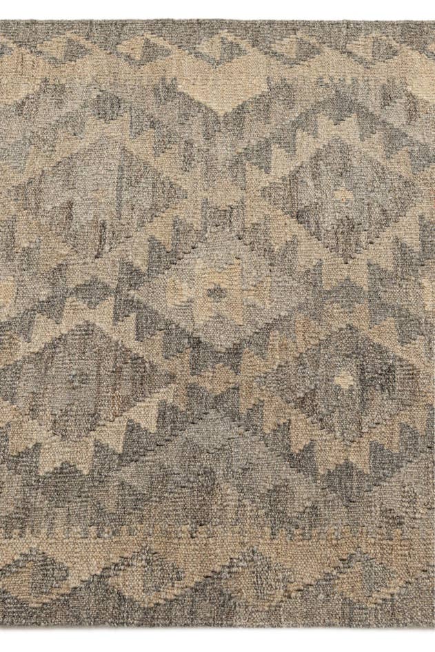 Detail image of 2' 7 x 9' 10 Hand Woven Kilim Maymana Wool Runner Rug