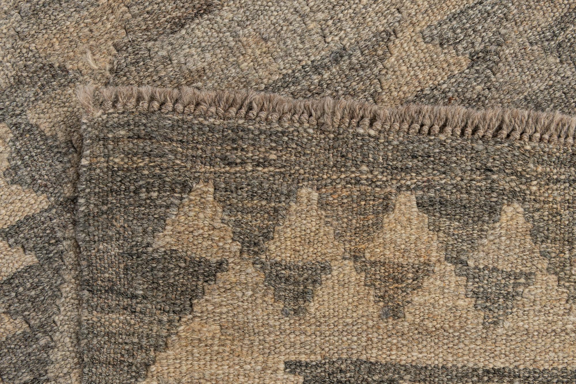 2' 7 x 9' 10 Hand Woven Kilim Maymana Wool Runner Rug