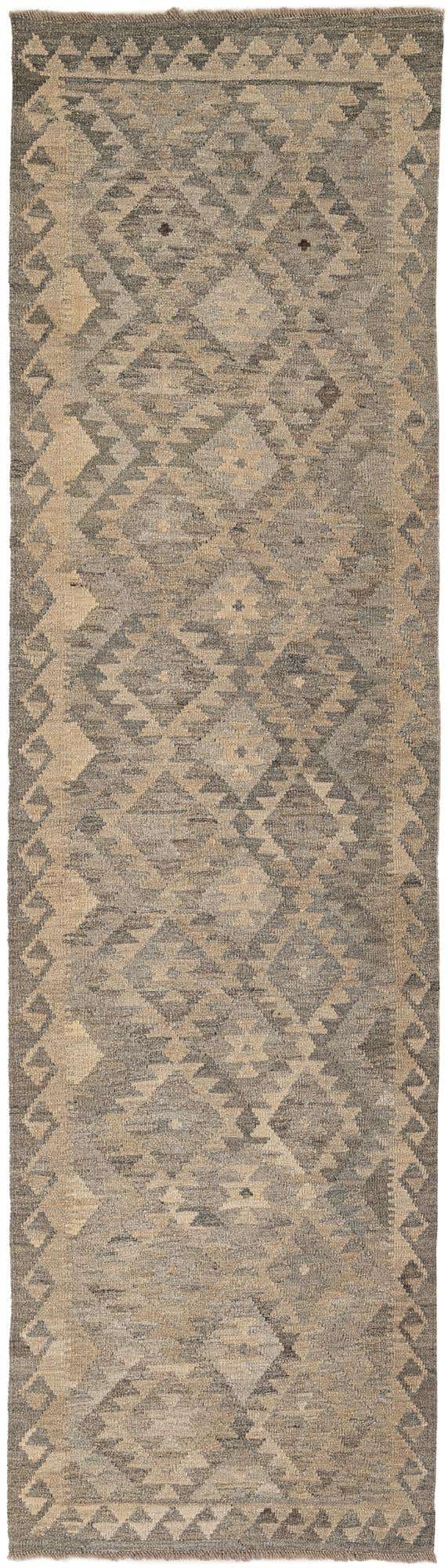 2' 7 x 9' 10 Hand Woven Kilim Maymana Wool Runner Rug