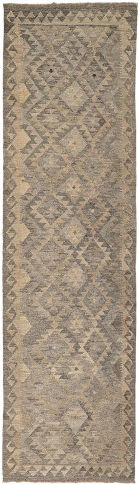 Detail image of 2' 7 x 9' 10 Hand Woven Kilim Maymana Wool Runner Rug