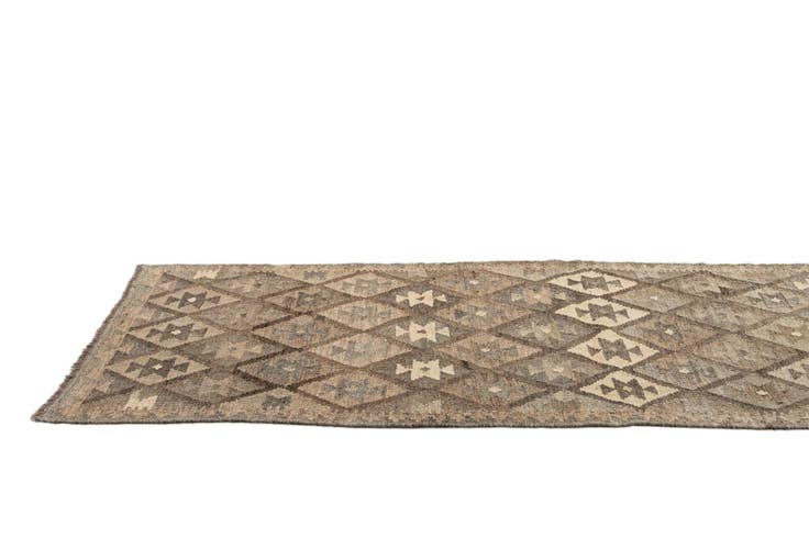 Detail image of 2' 9 x 9' 10 Hand Woven Kilim Maymana Wool Runner Rug
