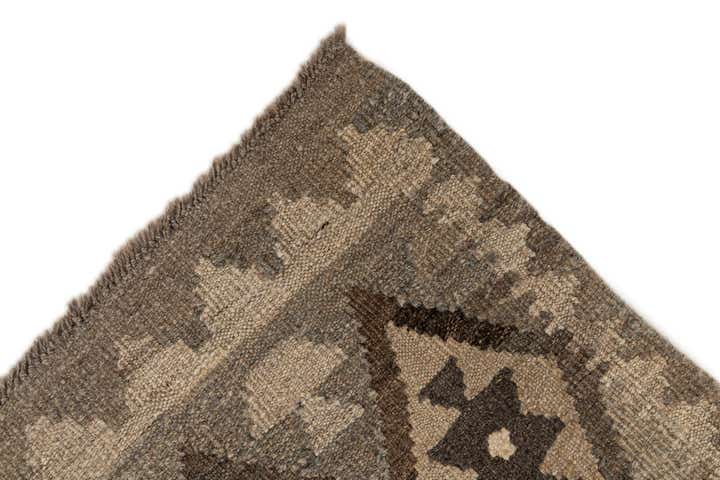 2' 9 x 9' 10 Hand Woven Kilim Maymana Wool Runner Rug