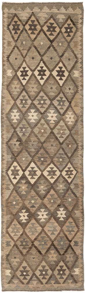 2' 9 x 9' 10 Hand Woven Kilim Maymana Wool Runner Rug