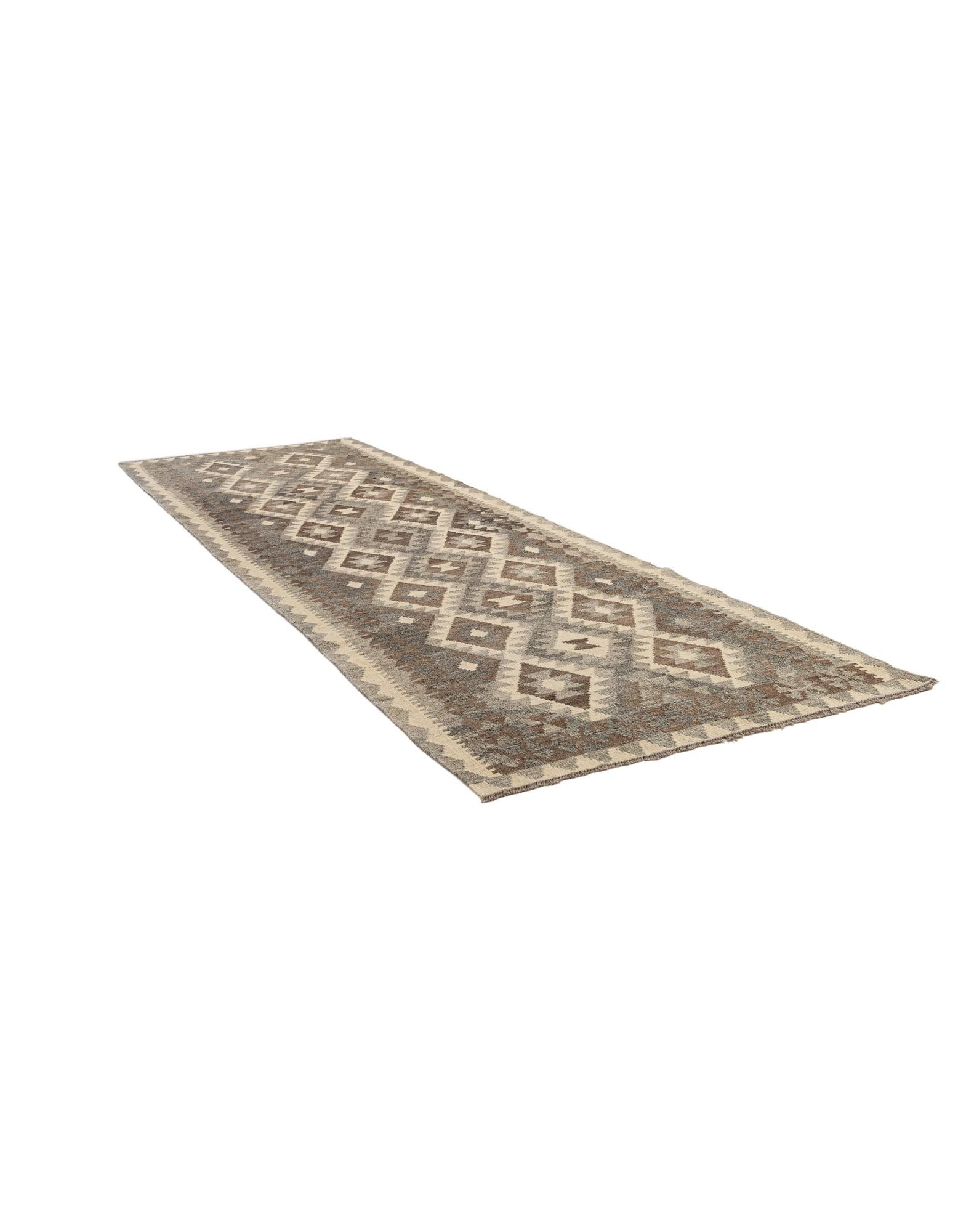 3' 1 x 9' 7 Hand Woven Kilim Maymana Wool Runner Rug
