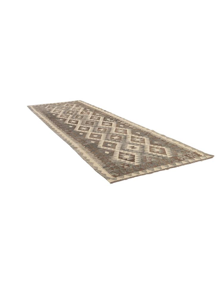 Detail image of 3' 1 x 9' 7 Hand Woven Kilim Maymana Wool Runner Rug