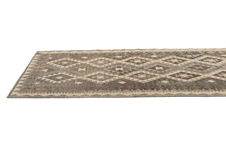 Detail image of 3' 1 x 9' 7 Hand Woven Kilim Maymana Wool Runner Rug