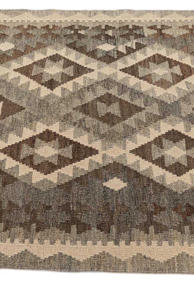 3' 1 x 9' 7 Hand Woven Kilim Maymana Wool Runner Rug