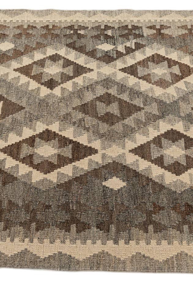 Detail image of 3' 1 x 9' 7 Hand Woven Kilim Maymana Wool Runner Rug