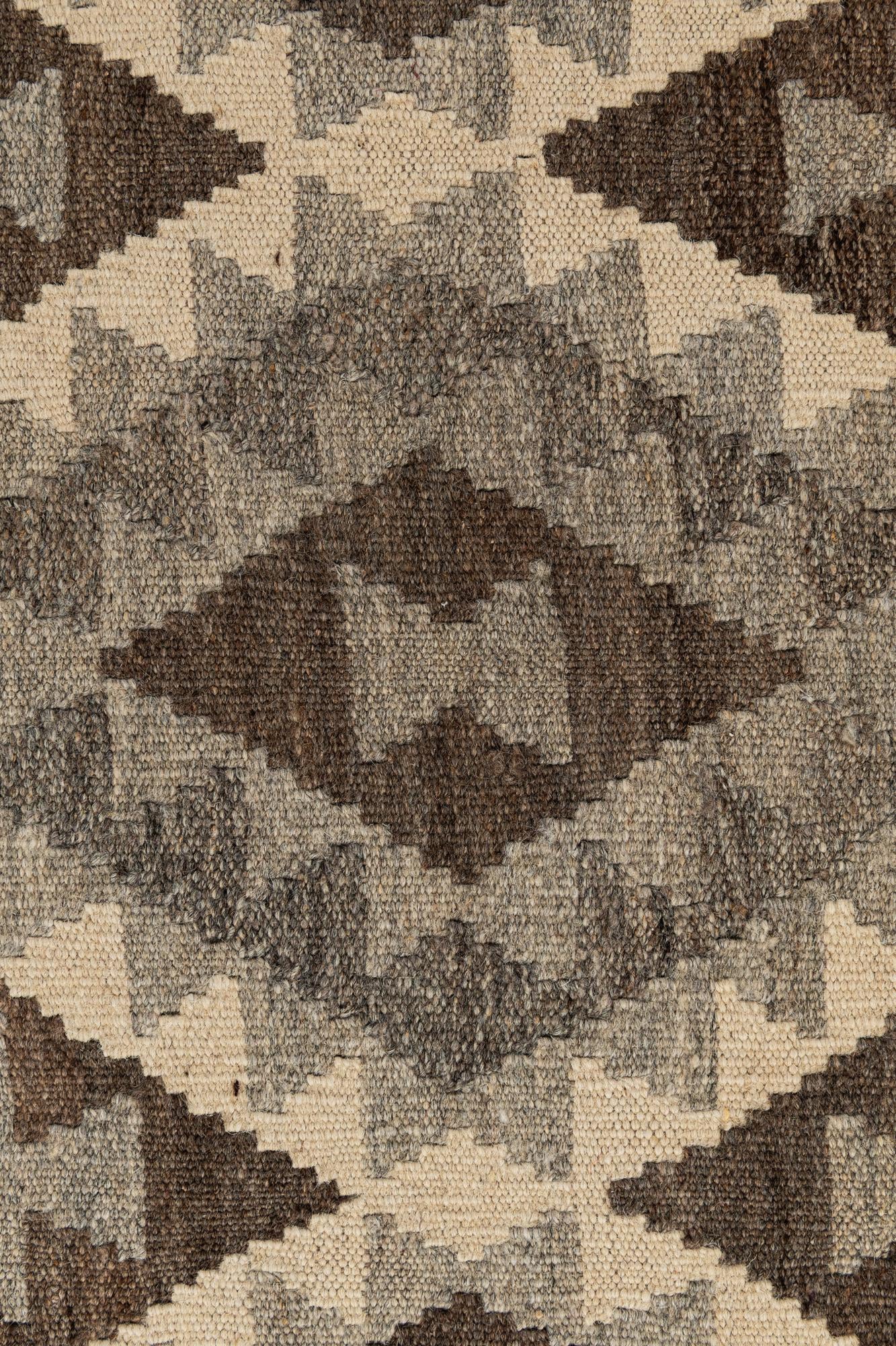 3' 1 x 9' 7 Hand Woven Kilim Maymana Wool Runner Rug