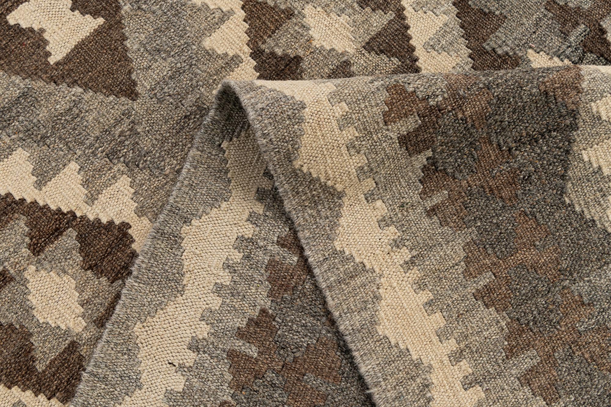 3' 1 x 9' 7 Hand Woven Kilim Maymana Wool Runner Rug