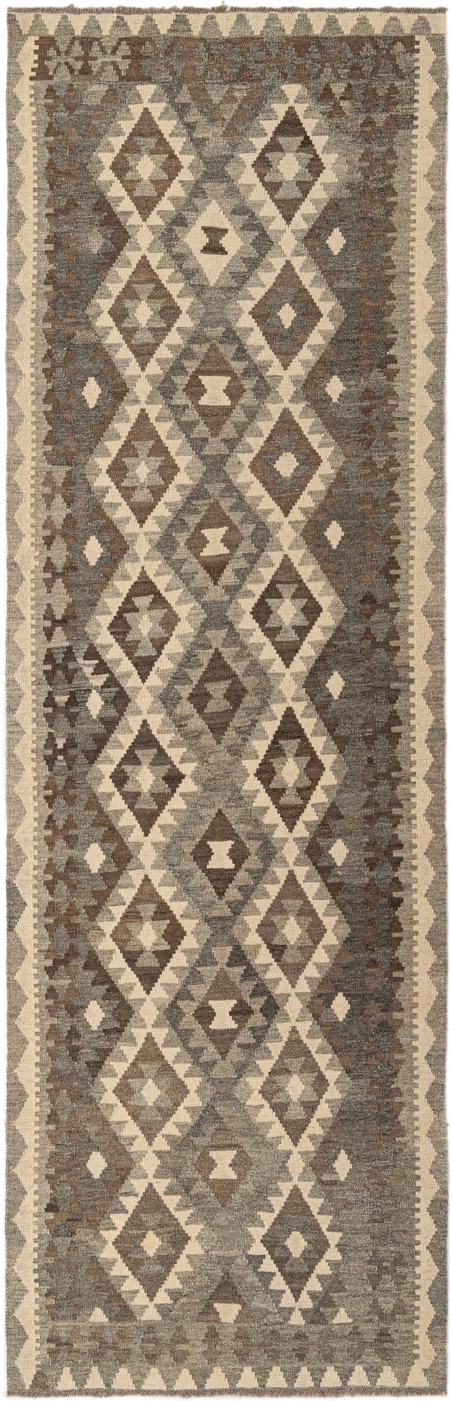 3' 1 x 9' 7 Hand Woven Kilim Maymana Wool Runner Rug