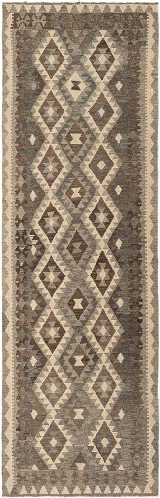 3' 1 x 9' 7 Hand Woven Kilim Maymana Wool Runner Rug