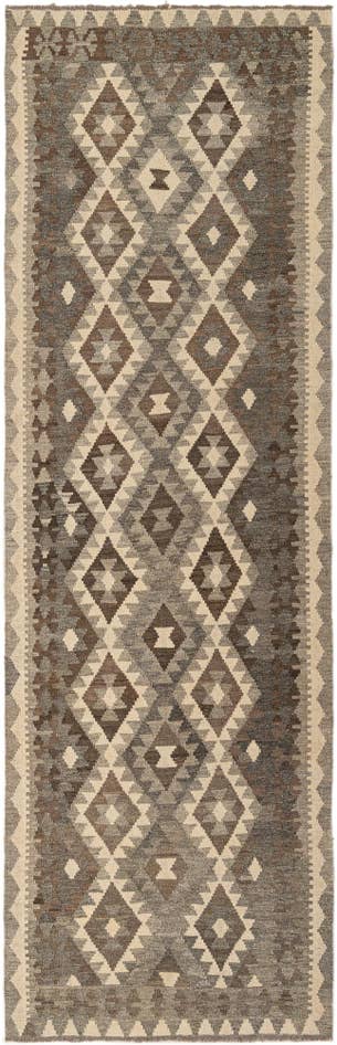 Detail image of 3' 1 x 9' 7 Hand Woven Kilim Maymana Wool Runner Rug