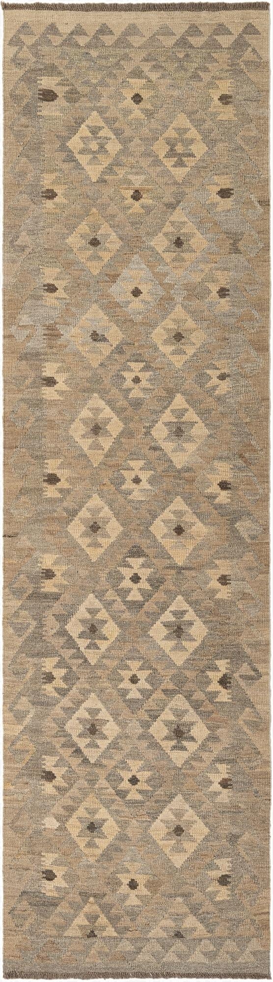 2' 9 x 9' 9  Hand Woven Kilim Maymana Wool Runner Rug