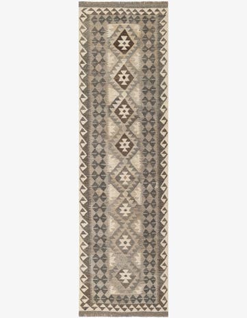 2' 7 x 9' 7 Hand Woven Kilim Maymana Wool Runner Rug