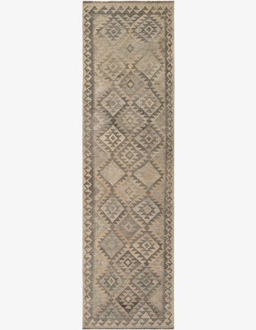 2' 9 x 9' 11 Hand Woven Kilim Maymana Wool Runner Rug