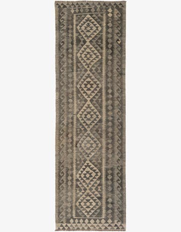 3' x 9' 9 Hand Woven Kilim Maymana Wool Runner Rug