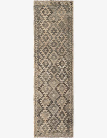 2' 11 x 9' 7 Hand Woven Kilim Maymana Wool Runner Rug