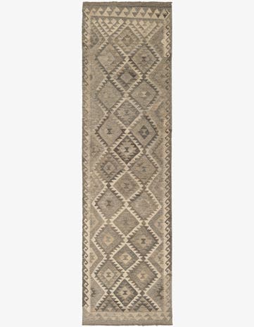 2' 9 x 10' 1 Hand Woven Kilim Maymana Wool Runner Rug