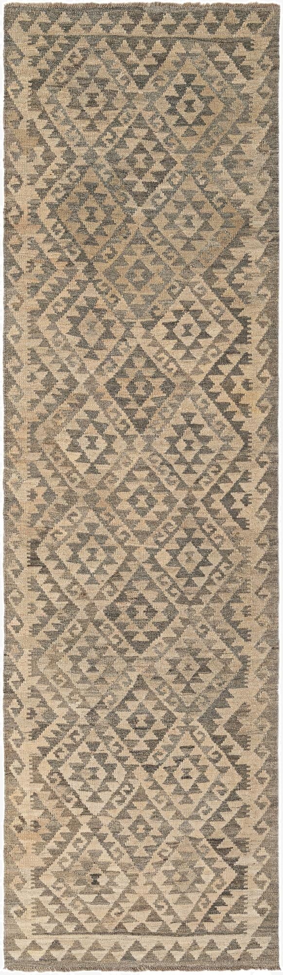2' 10 x 9' 11  Hand Woven Kilim Maymana Wool Runner Rug