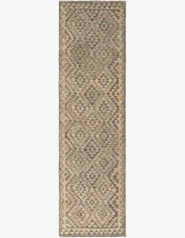 2' 10 x 9' 11 Hand Woven Kilim Maymana Wool Runner Rug