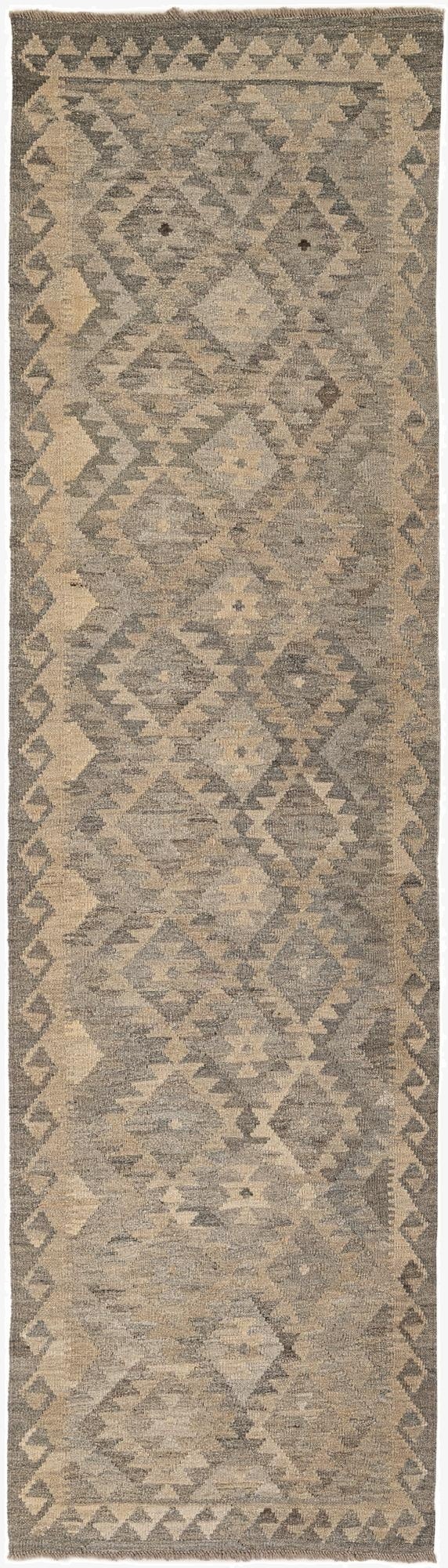 2' 7 x 9' 10  Hand Woven Kilim Maymana Wool Runner Rug