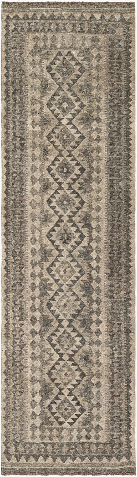 2' 9 x 9' 6  Hand Woven Kilim Maymana Wool Runner Rug