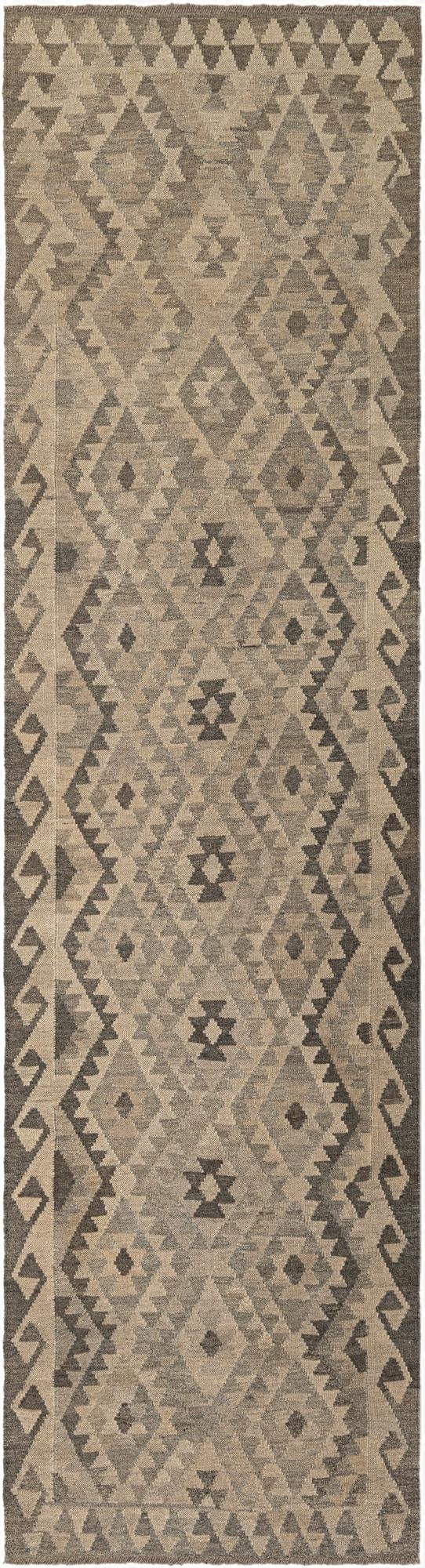 2' 9 x 9' 11  Hand Woven Kilim Maymana Wool Runner Rug