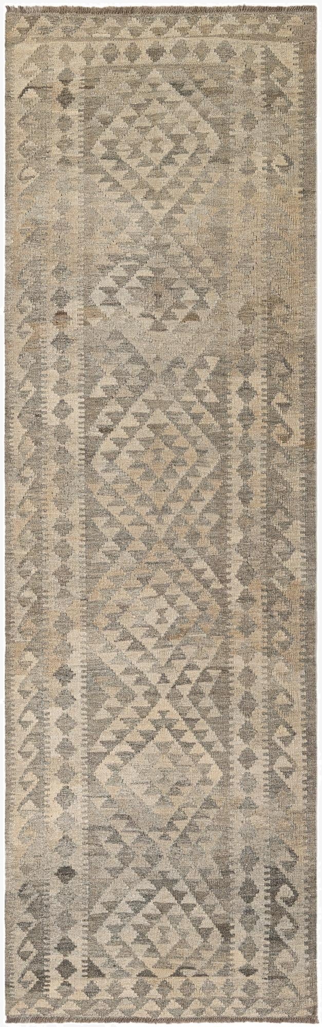 2' 10 x 9' 11  Hand Woven Kilim Maymana Wool Runner Rug