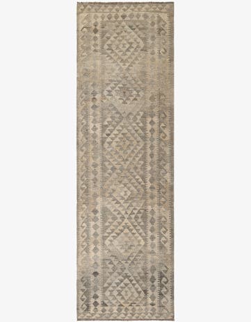 2' 10 x 9' 11 Hand Woven Kilim Maymana Wool Runner Rug