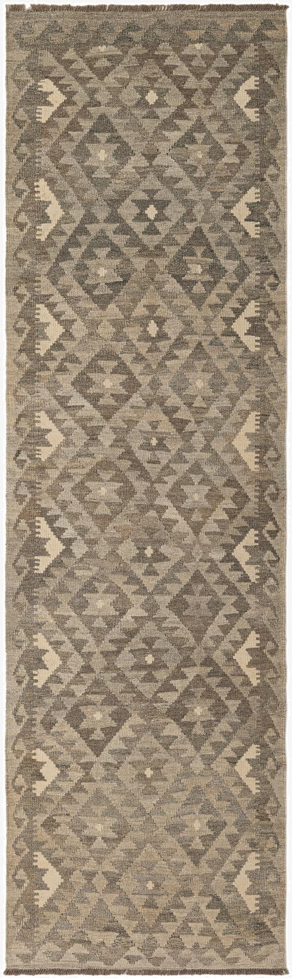 2' 11 x 9' 11  Hand Woven Kilim Maymana Wool Runner Rug