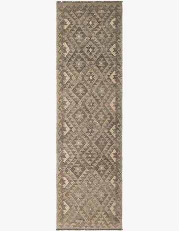 2' 11 x 9' 11 Hand Woven Kilim Maymana Wool Runner Rug