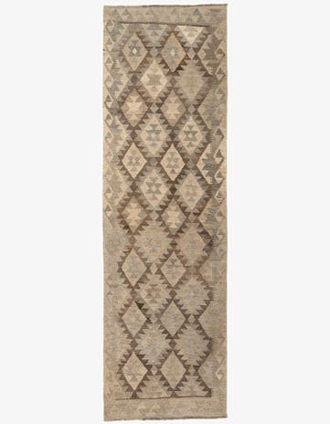 2' 10 x 9' 6 Hand Woven Kilim Maymana Wool Runner Rug