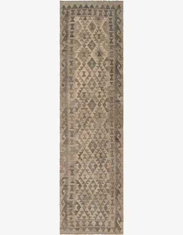 2' 8 x 10' Hand Woven Kilim Maymana Wool Runner Rug