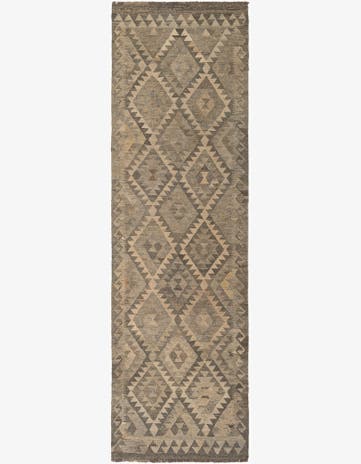 2' 11 x 9' 10 Hand Woven Kilim Maymana Wool Runner Rug
