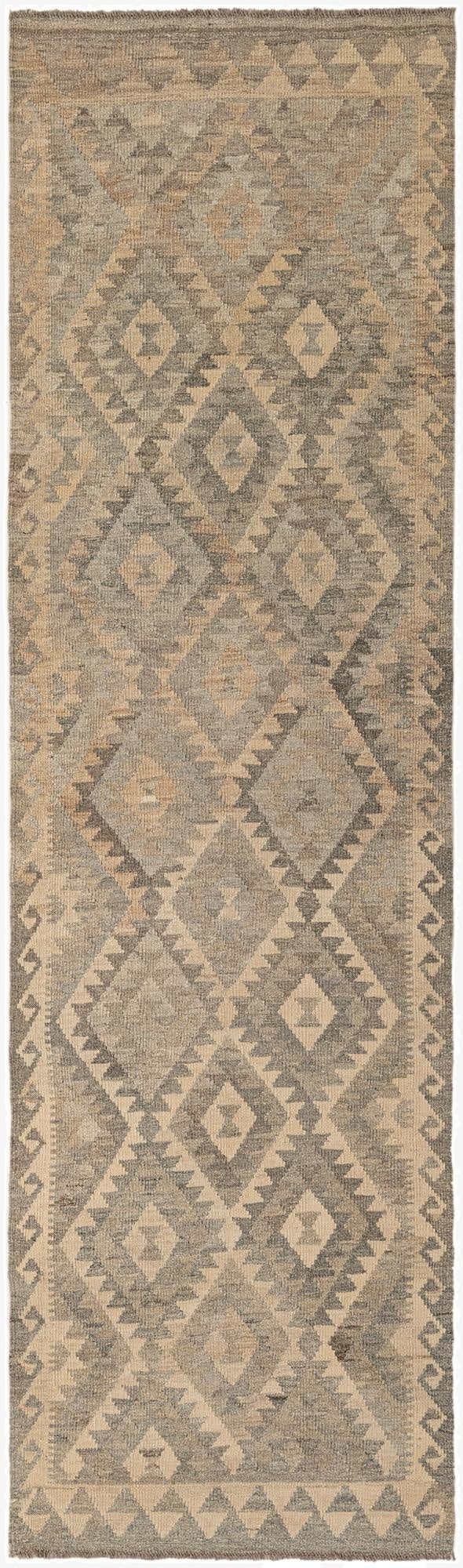 2' 9 x 9' 9  Hand Woven Kilim Maymana Wool Runner Rug