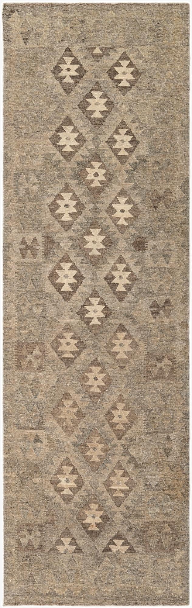 2' 11 x 9' 8  Hand Woven Kilim Maymana Wool Runner Rug