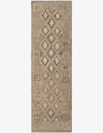 2' 11 x 9' 8 Hand Woven Kilim Maymana Wool Runner Rug