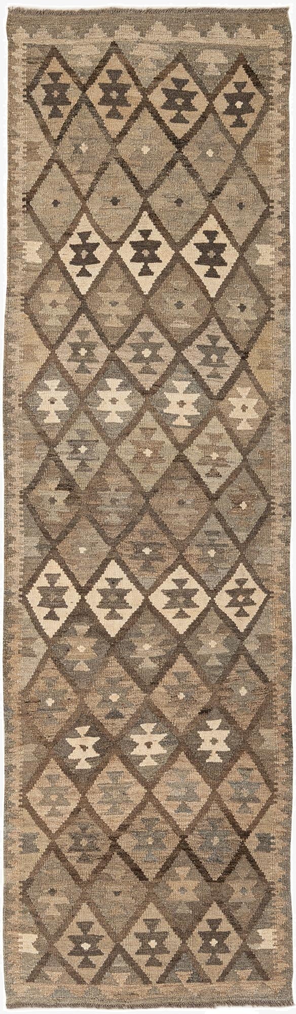 2' 9 x 9' 10  Hand Woven Kilim Maymana Wool Runner Rug