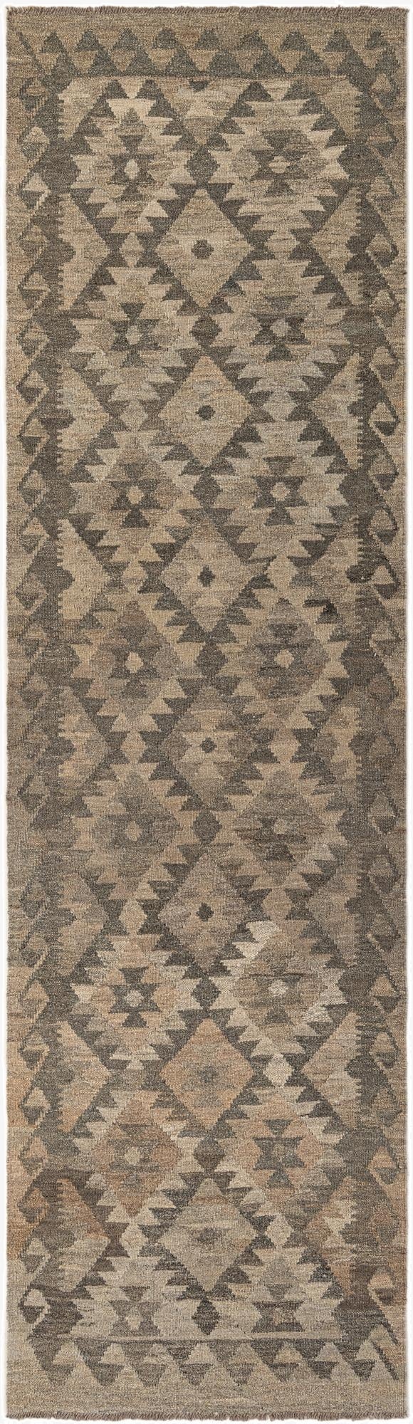 2' 9 x 9' 9  Hand Woven Kilim Maymana Wool Runner Rug