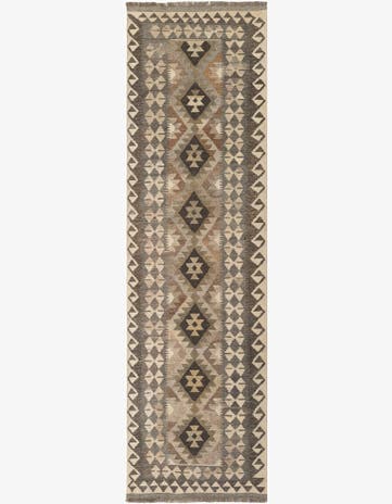 2' 8 x 9' 6 Hand Woven Kilim Maymana Wool Runner Rug